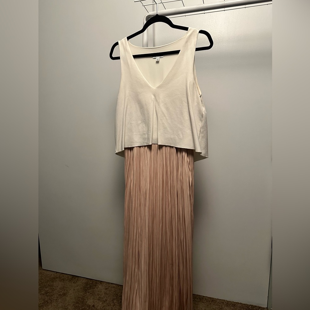 WITCHERY Elegant Cream top and Pink rippled long skirt